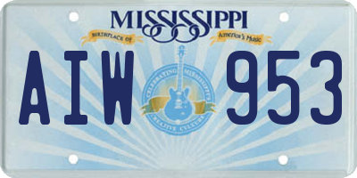 MS license plate AIW953