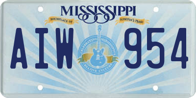 MS license plate AIW954