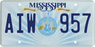MS license plate AIW957