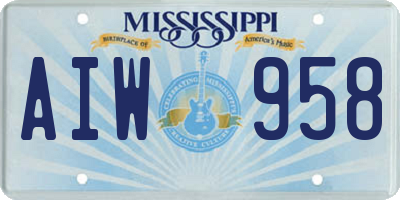 MS license plate AIW958