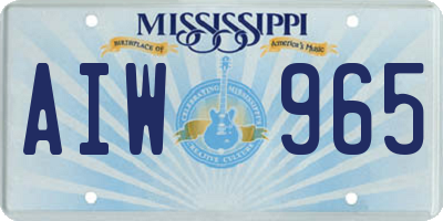 MS license plate AIW965