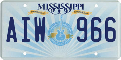 MS license plate AIW966