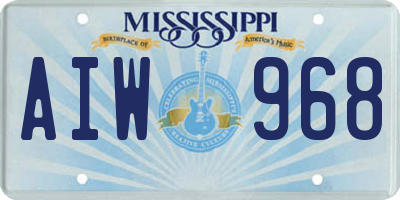 MS license plate AIW968