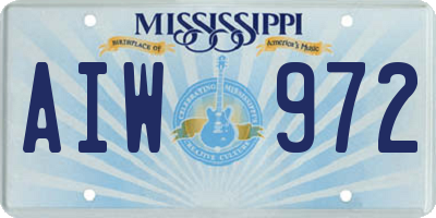 MS license plate AIW972