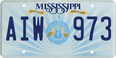 MS license plate AIW973