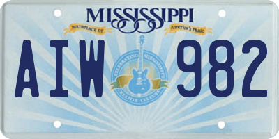 MS license plate AIW982