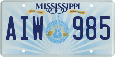MS license plate AIW985
