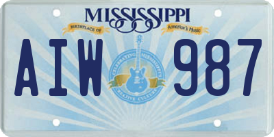 MS license plate AIW987
