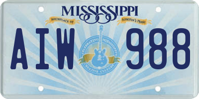 MS license plate AIW988