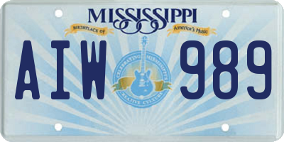 MS license plate AIW989