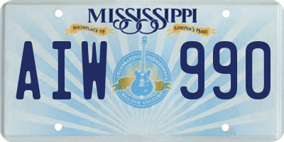 MS license plate AIW990
