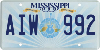 MS license plate AIW992