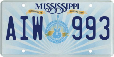 MS license plate AIW993
