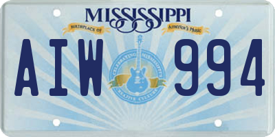 MS license plate AIW994