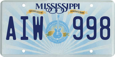MS license plate AIW998