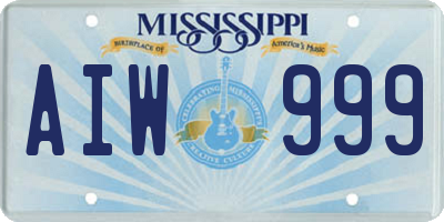 MS license plate AIW999