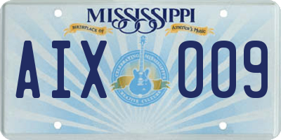 MS license plate AIX009