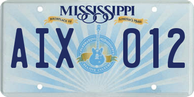 MS license plate AIX012