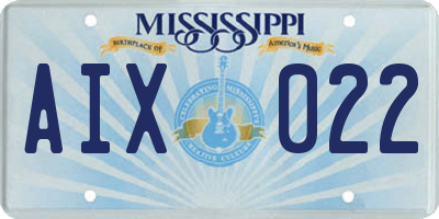 MS license plate AIX022