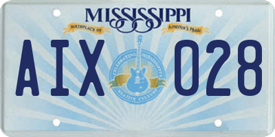 MS license plate AIX028