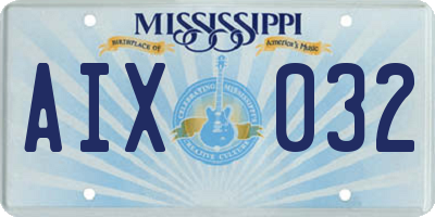 MS license plate AIX032