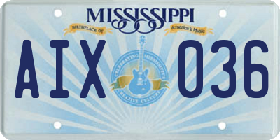 MS license plate AIX036