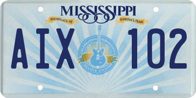 MS license plate AIX102