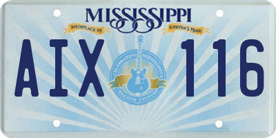 MS license plate AIX116