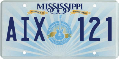 MS license plate AIX121