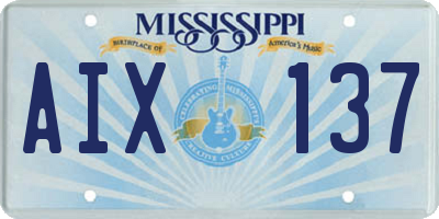 MS license plate AIX137