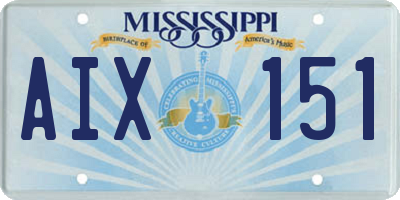 MS license plate AIX151