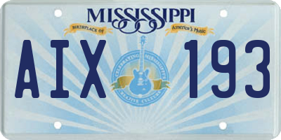 MS license plate AIX193