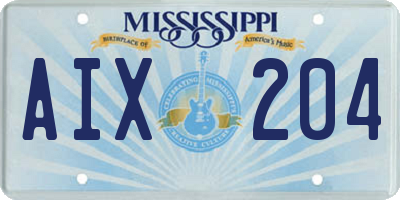 MS license plate AIX204