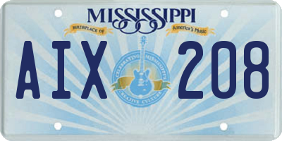 MS license plate AIX208