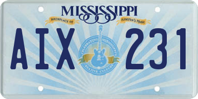 MS license plate AIX231