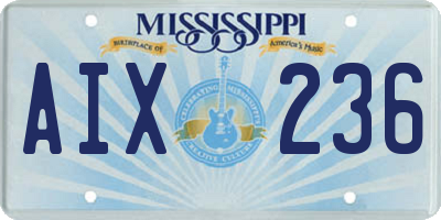 MS license plate AIX236