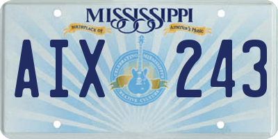 MS license plate AIX243