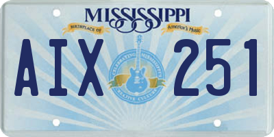MS license plate AIX251