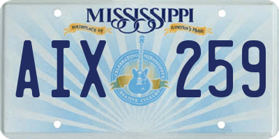 MS license plate AIX259