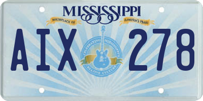 MS license plate AIX278