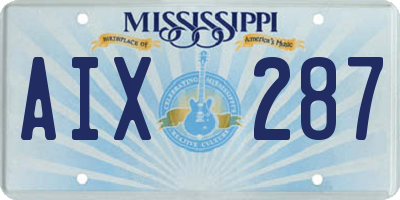 MS license plate AIX287
