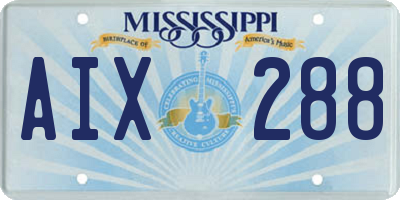MS license plate AIX288