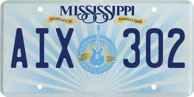 MS license plate AIX302
