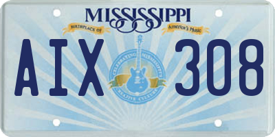 MS license plate AIX308