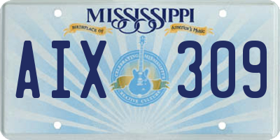 MS license plate AIX309