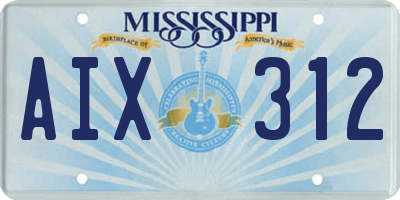 MS license plate AIX312