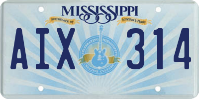 MS license plate AIX314