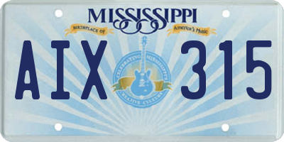 MS license plate AIX315