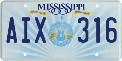 MS license plate AIX316