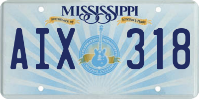 MS license plate AIX318